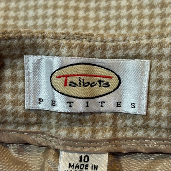 Vintage Talbots Petites Lined Houndstooth Plaid Wool & Cashmere Trousers Tan 10P - Picture 8 of 13